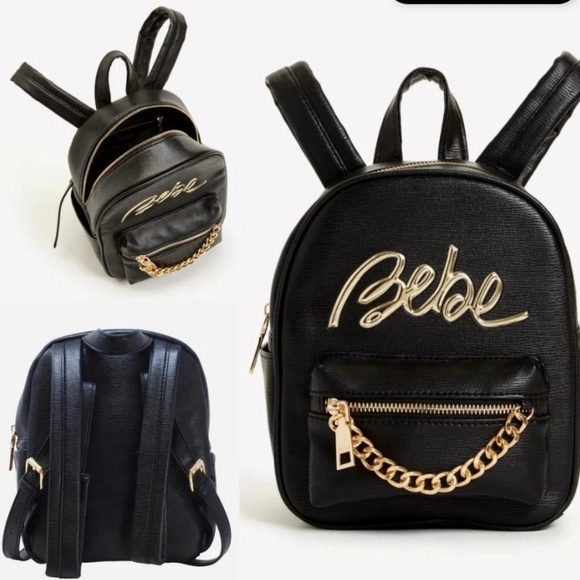NWOT Bebe Gianna Backpack - Black/Gold main image 4